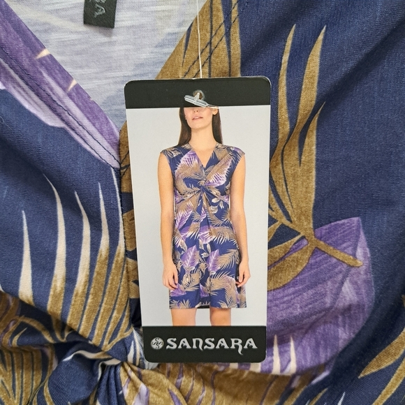 ❤️ NWT Sansara Tropical Print Dress Women's Small Twist Front Sleeveless Dress - Picture 7 of 10